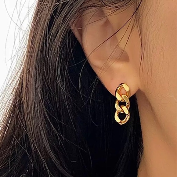 🔵𝟲𝟱%𝗢𝗙𝗙 𝗯𝘂𝗻𝗱𝗹𝗲𝘀 𝟯+🔵 NEW Curb Chain Stainless Steel Drop Earrings - Picture 10 of 13